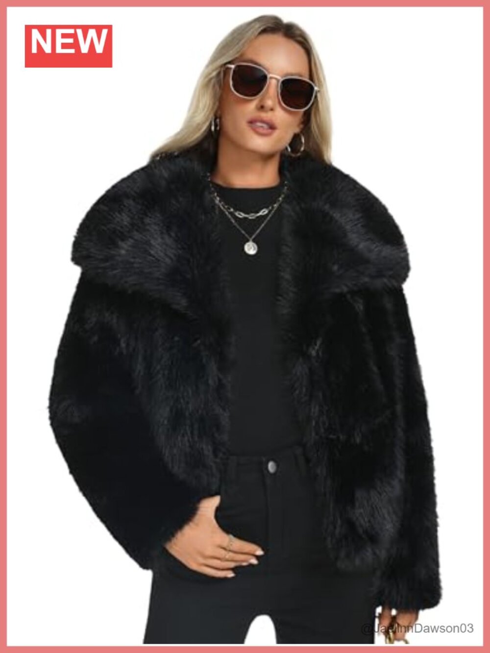 Faux Fur Coat Women Long Sleeve Cropped Jacket Warm Shaggy Overcoat